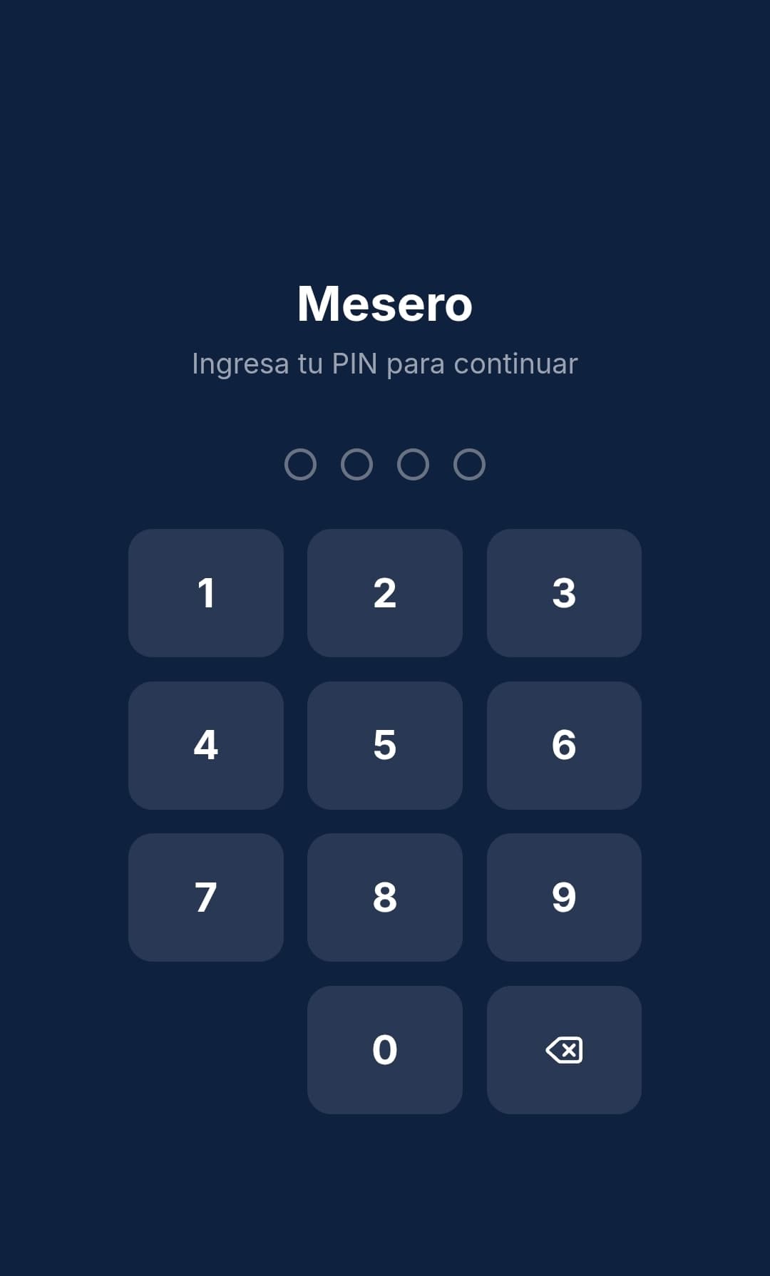 Login con PIN en la app de mesero
